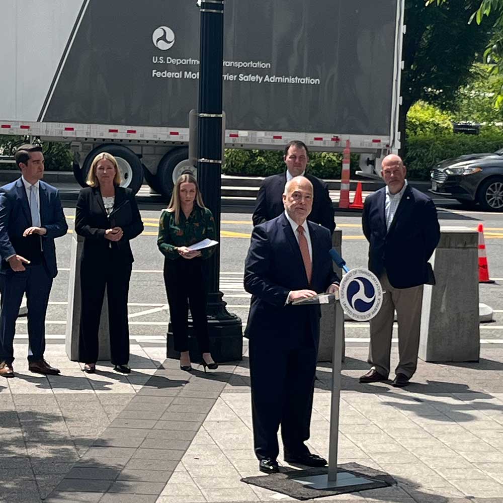 Pete Pantuso speaking at a US DOT press conference